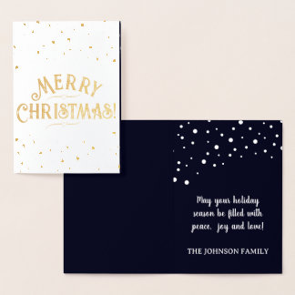 Tarjeta Con Relieve Metalizado Elegante Azul Oscuro Feliz Navidad Oro/Plata