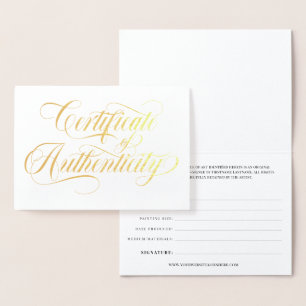 Tarjeta Con Relieve Metalizado Elegante certificado de autenticidad de Swirls Gol