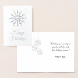Tarjeta Con Relieve Metalizado Elegante Copo de Nieve Festividad Corporativa Plat