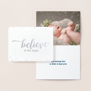 Tarjeta Con Relieve Metalizado Elegante creencia en la magia de los Navidades