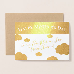 Tarjeta Con Relieve Metalizado Elegante Día feliz de la Madre por Hija en la Ley
