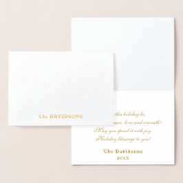 Tarjeta Con Relieve Metalizado Elegante dorado le desea un monograma de FELICIDAD