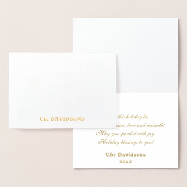 Tarjeta Con Relieve Metalizado Elegante dorado le desea un monograma de FELICIDAD (Demostración)