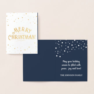 Tarjeta Con Relieve Metalizado Elegante Feliz Navidad Oro/Plata Azul Marino Navid