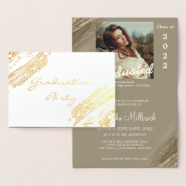 Tarjeta Con Relieve Metalizado Elegante fiesta de graduación con espuma de oro