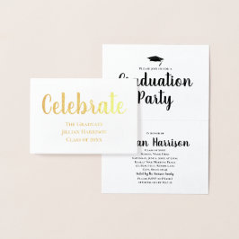 Tarjeta Con Relieve Metalizado Elegante fiesta de graduación de Relieve metalizad