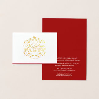 Tarjeta Con Relieve Metalizado Elegante fiesta de vacaciones con empresas de oro