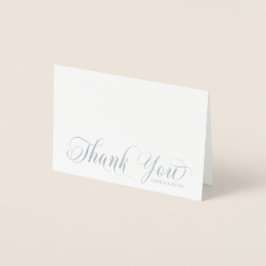 Tarjeta Con Relieve Metalizado Elegante FOTO De La Caligrafía Boda Gracias Plata