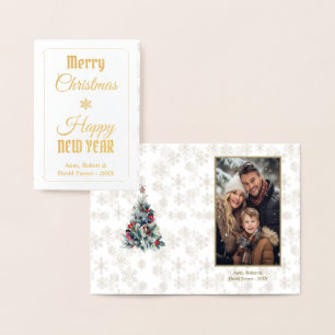 Tarjeta Con Relieve Metalizado Elegante foto Feliz Navidad Año Nuevo