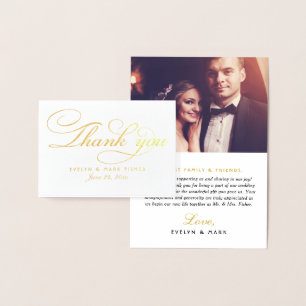 Tarjeta Con Relieve Metalizado Elegante Foto Monograma de Agradecimiento en Guión