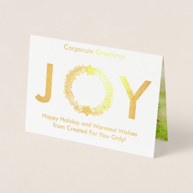 Tarjeta Con Relieve Metalizado Elegante Gold Holiday Corporate Photo Real (Anverso)