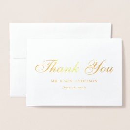 Tarjeta Con Relieve Metalizado Elegante guión Boda Foto Gracias Oro
