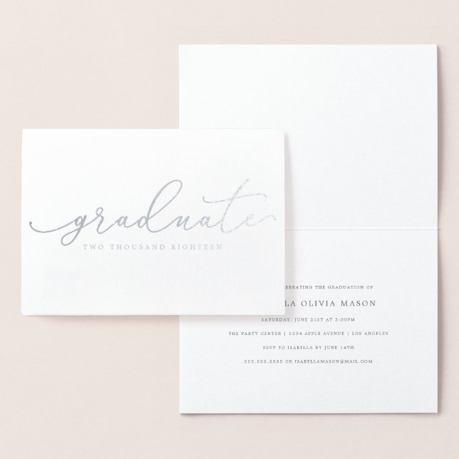 Tarjeta Con Relieve Metalizado Elegante guión de graduado manuscrito (Relieve met (Demostración)