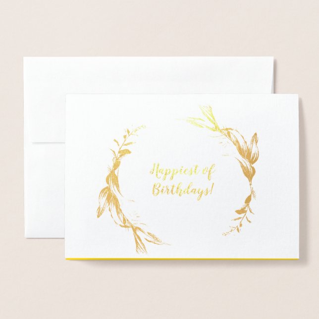 Tarjeta Con Relieve Metalizado Elegante guión de pincel dorado carta de deseos de (Anverso con sobre)