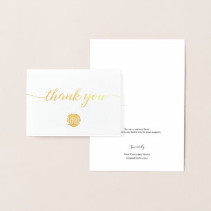 Tarjeta Con Relieve Metalizado Elegante logo de negocio en oro pequeño Gracias