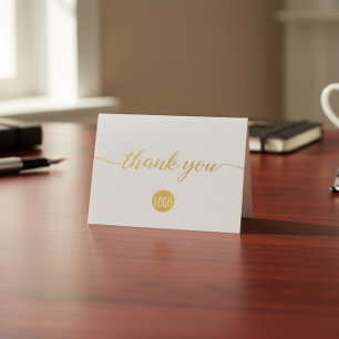 Tarjeta Con Relieve Metalizado Elegante logotipo de negocio en oro Gracias Foil