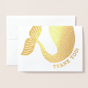 Tarjeta Con Relieve Metalizado Elegante Mermaid Tail Gracias