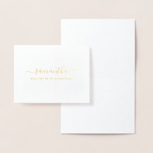 Tarjeta Con Relieve Metalizado Elegante Mínimo Serás Mi Oro De La Novia
