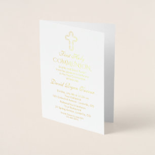 Tarjeta Con Relieve Metalizado Elegante niño de Relieve metalizado dorado real pr