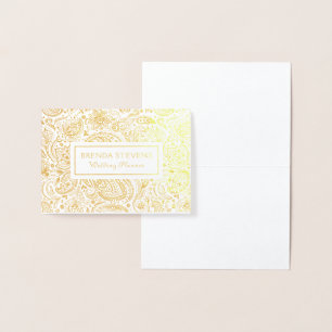 Tarjeta Con Relieve Metalizado Elegante paisaje floral vintage