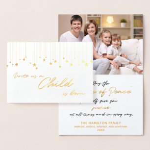Tarjeta Con Relieve Metalizado Elegante Para Nosotros Un Niño Nace Navidades De O