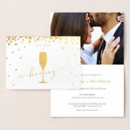 Tarjeta Con Relieve Metalizado Elegante partido de compromiso Sip Sip Hooray de R