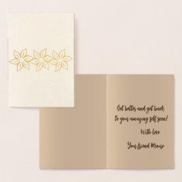 Tarjeta Con Relieve Metalizado Elegante Patrón Dorado Floral Estilizado Se Convie