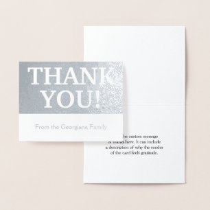Tarjeta Con Relieve Metalizado Elegante, Personalizable y básico "¡GRACIAS!" Tarj