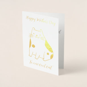 Tarjeta Con Relieve Metalizado Elegante Relieve metalizado carta de la madre gato