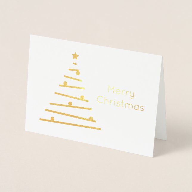 Tarjeta Con Relieve Metalizado elegante Relieve metalizado de oro Feliz Navidad (Anverso)