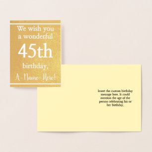 Tarjeta Con Relieve Metalizado Elegante Relieve metalizado dorado 45ª tarjeta de 