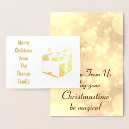 Tarjeta Con Relieve Metalizado Elegante Relieve metalizado dorado Navidades famil
