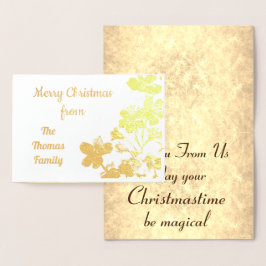 Tarjeta Con Relieve Metalizado Elegante Relieve metalizado dorado Navidades famil