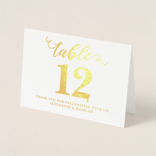 Tarjeta Con Relieve Metalizado Elegante Relieve metalizado dorado Real Boda númer (Anverso)