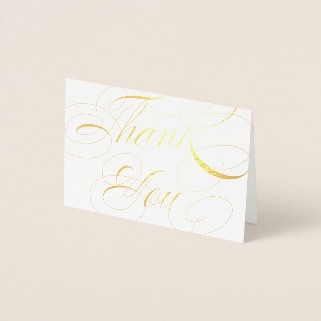 Tarjeta Con Relieve Metalizado Elegante Relieve metalizado dorado Script Boda Gra (Anverso)