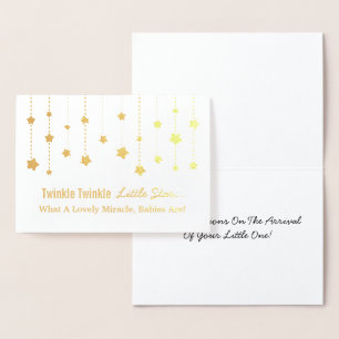 Tarjeta Con Relieve Metalizado Elegante Relieve metalizado dorado Twinkle Twinkle