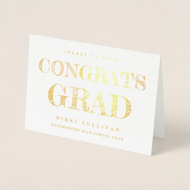Tarjeta Con Relieve Metalizado Elegante Relieve metalizado felicita a grad foto p (Anverso)