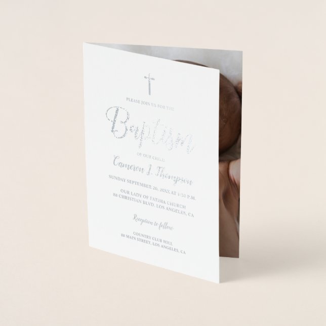 Tarjeta Con Relieve Metalizado Elegante Relieve metalizado metálico plateado real (Anverso)