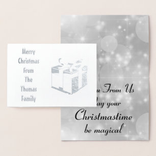 Tarjeta Con Relieve Metalizado Elegante Relieve metalizado plateado Navidades fam