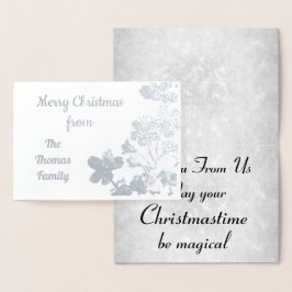 Tarjeta Con Relieve Metalizado Elegante Relieve metalizado plateado Navidades fam