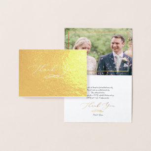 Tarjeta Con Relieve Metalizado Elegante Relieve metalizado Script, foto Boda Grac