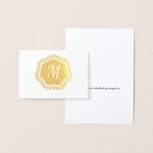 Tarjeta Con Relieve Metalizado Elegante tarjeta de nota de monograma Relieve meta