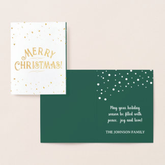 Tarjeta Con Relieve Metalizado Elegante Verde Feliz Navidad Oro/Plata Fiesta