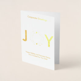 Tarjeta Con Relieve Metalizado Elegante Wreath Gold Feliz Holiday Corporate Real