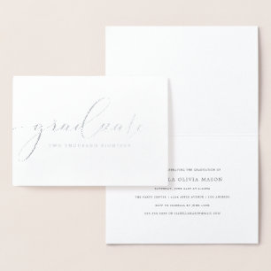 Tarjeta Con Relieve Metalizado Elegante y moderno guión de graduado (Relieve meta