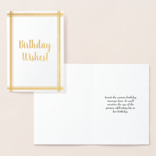Tarjeta Con Relieve Metalizado Elegante y personalizado "¡Deseos de cumpleaños!"