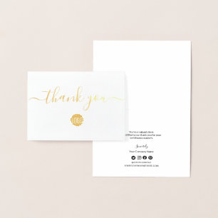 Tarjeta Con Relieve Metalizado Elegante y simple cliente Gracias logotipo comerci