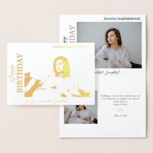 Tarjeta Con Relieve Metalizado Elegante y simple foto estilo cumpleaños