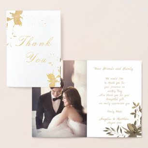 Tarjeta Con Relieve Metalizado Elegante y simple Gracias Boda Real