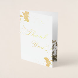 Tarjeta Con Relieve Metalizado Elegante y simple Gracias Boda Real